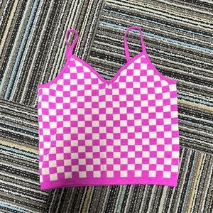 Kori Pink and White Fitted Crop Camisole